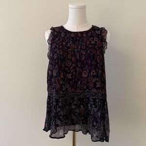 Joie Black and Red Ruffled Peplum Blouse